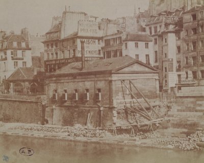 View of Old Parisian Houses Looking Towards the Pont St. Michel by Henri Jean Louis Le Secq